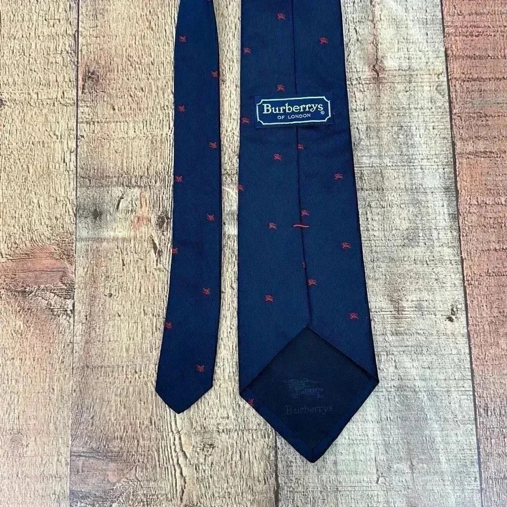 Vintage Burberrys Logo Print Tie 100% Pure Silk Made in USA - Picture 3 of 7